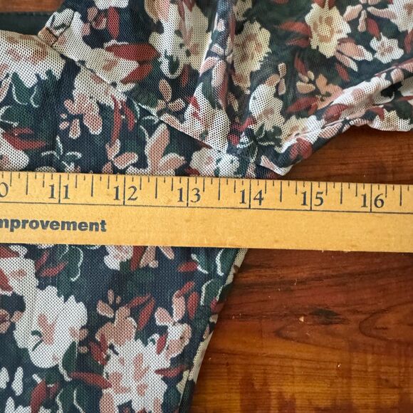 Sage The Label Y2K Mesh Mini Dress Jr Womens XS Floral Lined Green Bodycon - Picture 9 of 11